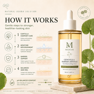 MEIZCOS Ampolla Barrera de Centella 100ml, Suero Calmante de Cica, Esencia Facial Hidratante Ligera para el Cuidado de la Piel Sensible y Propensa al Acné - Product Image 2