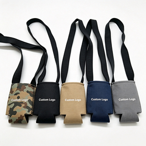 Neoprene Waterproof Foldable Can <b>Cooler</b> Bag with Neck Strap for 12oz Cans and Outdoor Use - Product Image 1