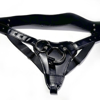 Arnés de Bondage de Cuero PU HM BDSM con Dildo, Juguete Sexual para Adultos, para Mujeres y Hombres, Bragas Negras, Strapon Usable