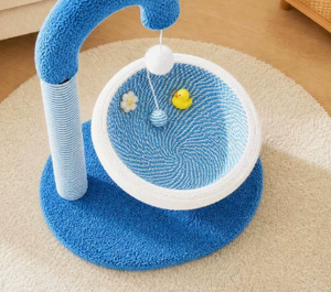 Arbre à chat en sisal avec balles suspendues, lit rond confortable pour chat, griffoir stable pour chats d'intérieur, pour se reposer et jouer - Product Image 5