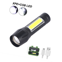 Senter Mini Teleskopik Multifungsi Tahan Air 3w Cob Led Xpe Saku, Dapat Diisi Ulang