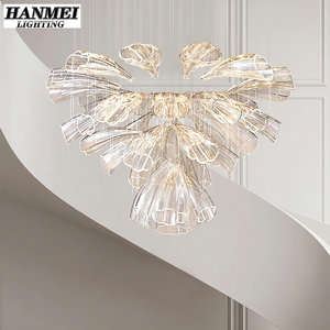 Lámpara Colgante Modernista de Lujo E27, Pantalla de Cristal Rojo Anaranjado Tradicional para Sala de Estar, Vestíbulo de Hotel, Villa, Patio Dorado - Product Image 2
