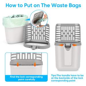 Pala de arena para gatos Tpe integrada, herramienta de limpieza de inodoro para gatos domésticos, eliminación de residuos de mascotas, basura con deflector con bolsa para caca - Product Image 5