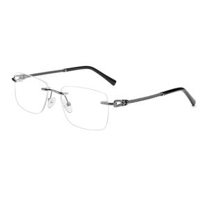 2025高品質メタルリムレス光学フレーム無処方長方形眼鏡メガネアンチブルーライト付き - Product Image 3