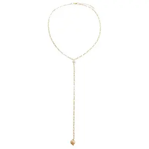 New Design 14K/18K Gold Plated 925 Sterling Silver Fine Fashion Trendy Jeweley Ball Drop Freshwater Pearl Link Lariat Necklace