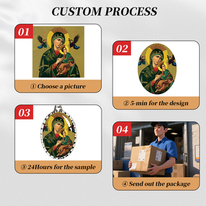 Colgante brillante de GIVELUCK, imagen de joyería religiosa, patrón personalizado de "Nuestra Señora del Perpetuo Socorro" para discusión al por mayor - Product Image 4
