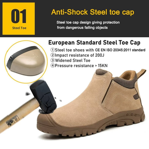 2025 chaussures de travail de sécurité sans dentelle à la mode tige en daim avec semelle en caoutchouc et orteil en acier anti-crevaison pour les usines - Product Image 3