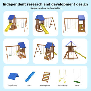 ชุดชิงช้าไม้สำหรับเด็กเล่นกลางแจ้ง เหมาะสำหรับสวน โรงเรียนอนุบาล และสนามเด็กเล่นในบ้าน - Product Image 5