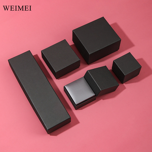 Eco-Friendly Custom Logo Black Paper and Velvet Jewelry <b>Box</b> for Ring <b>Earring</b> Necklace Bracelet Wedding <b>Gift</b> Packaging - Product Image 4