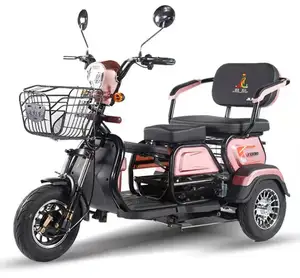 成人折叠电动三轮车与儿童座椅和老人休闲电动三轮车