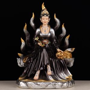 Nouvelles Statues de Bouddha : Figurine Assise de la Reine Renarde à Neuf Queues et des Neuf Filles, Ornements pour la Maison et le Salon, Vente en Gros - Product Image 3