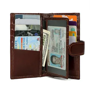 Großhandel Kuchen Leder Herren lange Brieftasche Hersteller große Kapazität Kartenhalter-Geldbörse mit herausnehmbarer Tasche