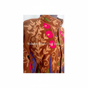 All Festivals Cotrise Jacket Hand-<b>stitched</b> boho Style Embroidery Boho Festival Coat Vintage Casual Vacation Beach and party Wear - Product Image 1
