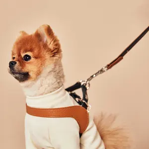 Groothandel Hond Harnas Soft Designer Hond Harnas Pu Lederen Riem S/M/L Huisdier Halsbanden Verstelbare Puppy Harnas