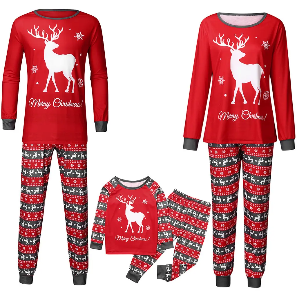 Winter Custom Familie Kinderen Kinderen Kerst Pyjama Bijpassende Nachtkleding Sets Voor Vrouwen