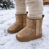 Bottes de neige mi-mollet pour enfants, automne/hiver, tige en PVC, doublure et semelle intérieure en fourrure Teddy, semelle extérieure en TPR, chaudes, imperméables, OEM ODM