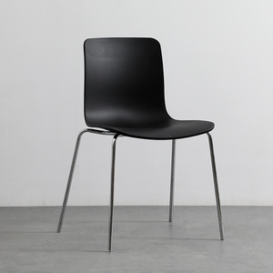 Modern Plastic <b>Dining</b> <b>Chair</b> With Electroplated Legs <b>Stackable</b> For Home Office Coffee Shop Use Black White Yellow Green Red Blue - Product Image 4