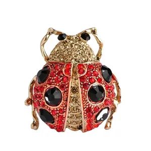 Perhiasan antik Red Ladybug Beetle Bros serangga hewan Hitam Spot kepik Pin