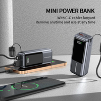 PORPIU Mini Power Bank Haute Capacité 10000 mAh PD22.5W Charge Rapide Facile à Transporter avec Cordon et Câbles C-C - Nouvelle Arrivée