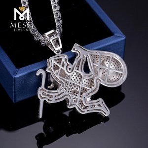 Collar con Colgante de Plata 925 con Circonitas Cúbicas Estilo Hip Hop para Hombre, Joyería Messi - Product Image 6
