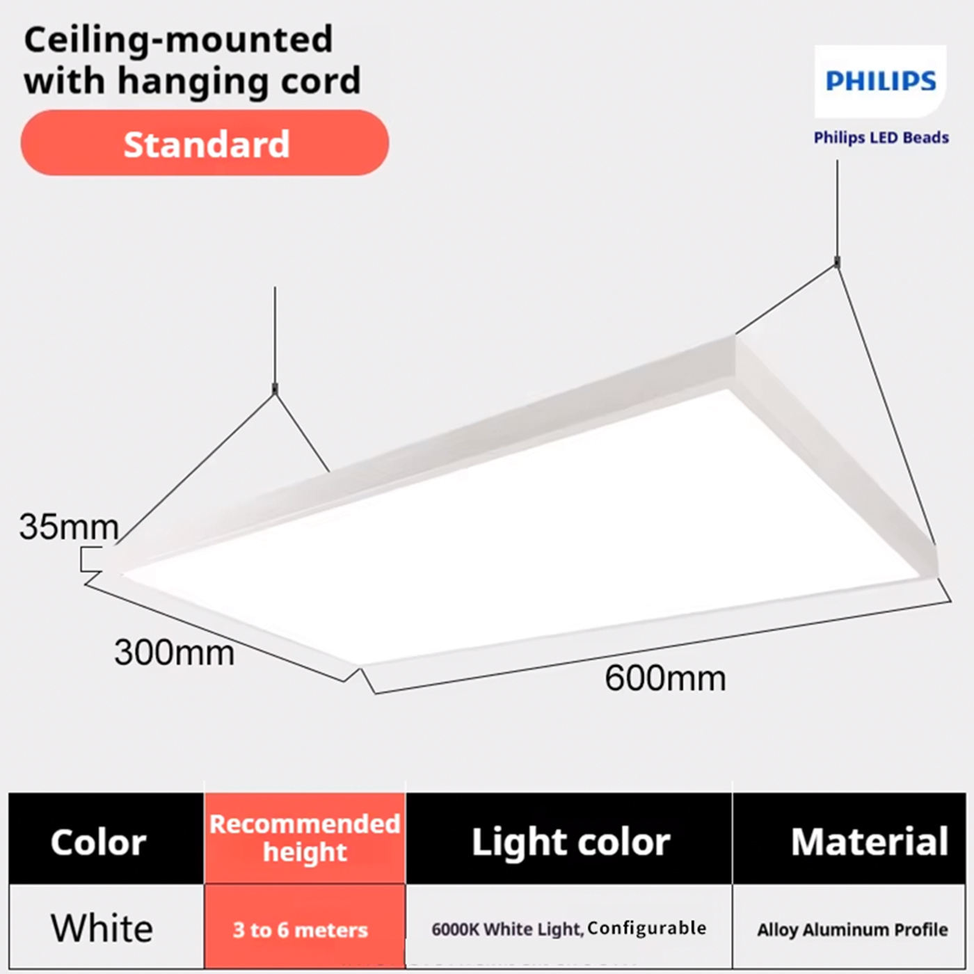 Panneau standard blanc-300*600