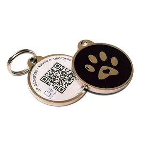 High Quality Collar NFC Tag 13.56Mhz Unique QR Code ID Cards Metal Edge Both Side NFC Epoxy Tag For Dog Cat