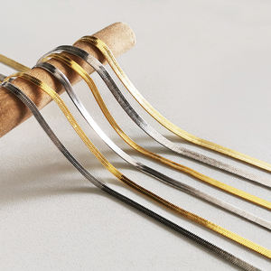 Collar de cadena de acero inoxidable con forma de espiga para mujer, Gargantilla, oro de <span class=keywords><strong>18</strong></span> quilates, serpiente plana - Product Image 6