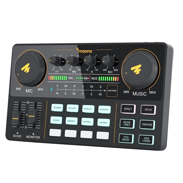 MAONOCASTER Mixer Audio Newest 4 Channel Sound USB Digital Audio Mixer Console Support Multi-Channel Mixing Podcast Sound Cards