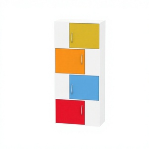 Armoire de rangement moderne en bois de haute qualité 16_0016 à 4 portes pour enfants, bibliothèque multicolore en panneaux de particules pour salon et salle de jeux - Product Image 1