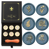 Kit de sceau de cire Fleur d'iris 5+1 pièces, coffret cadeau noir à tiroir, ensemble de sceaux de cire pour mariage, journal, artisanat, vente en gros