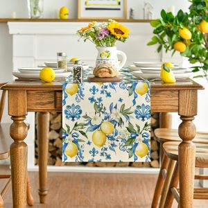 <span class=keywords><strong>Chemin</strong></span> <span class=keywords><strong>de</strong></span> <span class=keywords><strong>table</strong></span> d'été bleu citron iris, décor <span class=keywords><strong>de</strong></span> <span class=keywords><strong>table</strong></span> à manger <span class=keywords><strong>de</strong></span> cuisine <span class=keywords><strong>de</strong></span> printemps saisonnier pour décor <span class=keywords><strong>de</strong></span> fête à la maison 13x72 pouces - Product Image 2