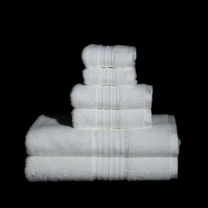 Luxury Hotel White 100% Cotton Terry Gear Bath Towel Set Customization Soft Absorption Embroidered Hand Towel Square Towel
