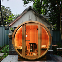 Kabin Sauna Kayu Taman Luar Ruangan, Sauna Tong Uap Tradisional untuk 2-4 Orang