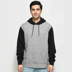 Sudadera con Capucha Personalizable con Logotipo Bordado, Antiencogimiento, en Gris Jaspeado Carbón con Mangas Negras, Sudadera Lisa Teñida para Verano - Product Image 1
