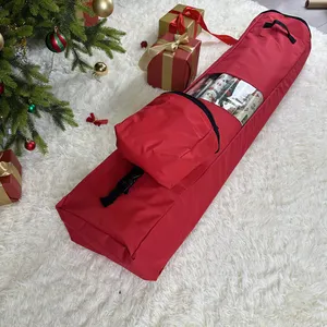 Wrapping Paper Storage Bag With Small Pouch For Little Items Red Waterproof