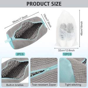 Bolsa para Lavar Zapatos, Saco para Limpiar Tenis en Lavadora, Bolsa de Lavandería Reutilizable con Forro de Chenille para Zapatillas - Product Image 2