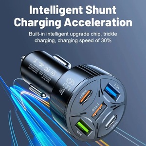 Cargador de coche <span class=keywords><strong>USB</strong></span> <span class=keywords><strong>C</strong></span> con múltiples puertos de 65W, adaptador de carga súper rápido PD 30W 5 en 1 para Macbook iPhone 16 15 14 Samsung, nuevos productos 2025 - Product Image 5