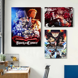 (Sin marco), venta al por mayor de carteles de <span class=keywords><strong>Anime</strong></span> personalizados de diferentes tamaños, póster de lienzo <span class=keywords><strong>Asta</strong></span> de trébol negro, arte de pared - Product Image 2