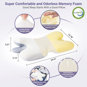 <span class=keywords><strong>Elviros</strong></span> Contorno <span class=keywords><strong>Cervical</strong></span> <span class=keywords><strong>Almohada</strong></span> de espuma viscoelástica Cubierta extraíble <span class=keywords><strong>Almohada</strong></span> de columna <span class=keywords><strong>cervical</strong></span> para el dolor de cuello Ne - Product Image 4