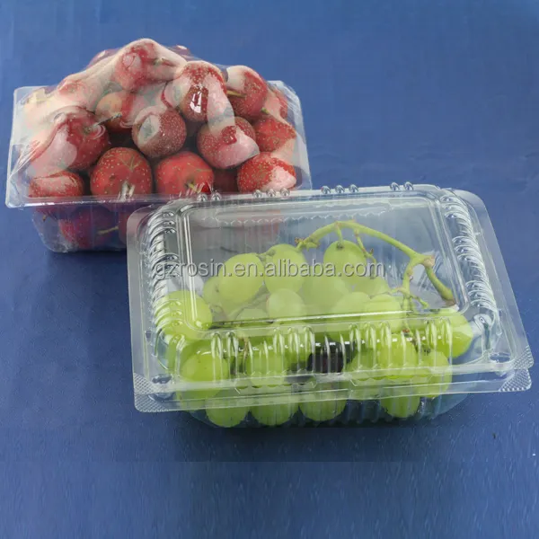 Wholesale Blister Transparent Grapes Cherries Packaging Food Grade Clear PET Fruit Boxes Plastic Clamshell Punnet Container Box