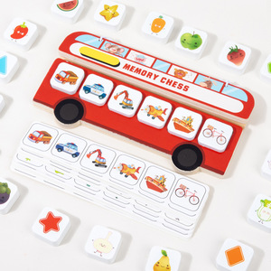 Jeu de société éducatif pour enfants en bois, jeu de mémoire, jeu de correspondance de formes, jeu de reconnaissance des fruits, jeu interactif parent-enfant sur le thème du trafic - Product Image 3