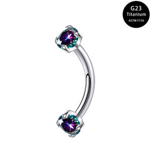 Zesen 16G Titane Corps Bijoux ASTM-F136 G23 <span class=keywords><strong>Prince</strong></span> <span class=keywords><strong>Albert</strong></span> Sourcil <span class=keywords><strong>Anneau</strong></span> Fileté Daith Boucle D'oreille Zircon Rhodium - Product Image 4