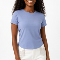 T-shirt de sport pour femme à séchage rapide, col rond, coupe ajustée, respirant, manches courtes, idéal pour le yoga, la course, la gym et l'entraînement, conception OEM