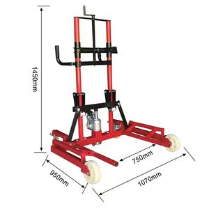 Chariot à roulettes rouges à double roue, capacité 600 kg, avec roues en plastique pour le déplacement des pneus de voiture, hauteur 1450 mm - Product Image 1