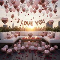 Ballons Saint-Valentin Rose Doré en Forme de Cœur « Je t'aime » en Aluminium et Latex, Décoration de Fête Anniversaire Mariage