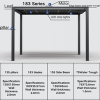 Pergola moderne en aluminium à lames orientables 3x3m personnalisable avec éclairage LED, télécommande et structure thermolaquée pour événements et fêtes en extérieur