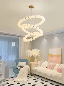 Modern Luxury Minimalist Round Ball Ring Home Hotel Bedroom Living Room Hanging Pendant Suspended LED Ceiling Chandelier Light