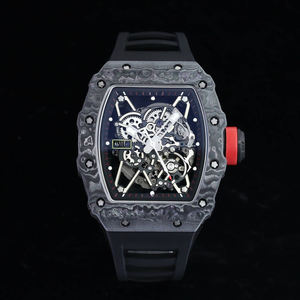 Montre Homme en Fibre de Carbone de Haute Qualité, Mécanique Creuse, Bracelets Colorés, Boîtier Tonneau, Aiguilles en Caoutchouc de Luxe, Tendances Personnalisées - Product Image 2