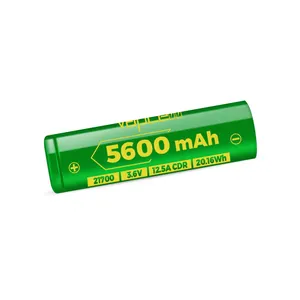 Hoge Kwaliteit Vapcell 21700 G56 5600Mah Batterij 3.7V 5600Mah Lithium-Ion Batterij 21700 Gebruik Voor Draagbare Stroombronnen
