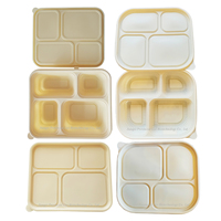 Barquette alimentaire jetable biodégradable en amidon de maïs à 4/5 compartiments, micro-ondable, sans BPA, fabriquée en Chine, boîte à lunch